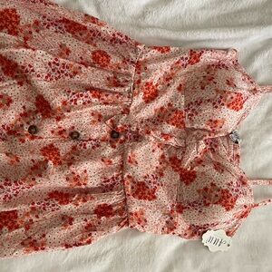 Floral Pink and Red Button-Up Dress